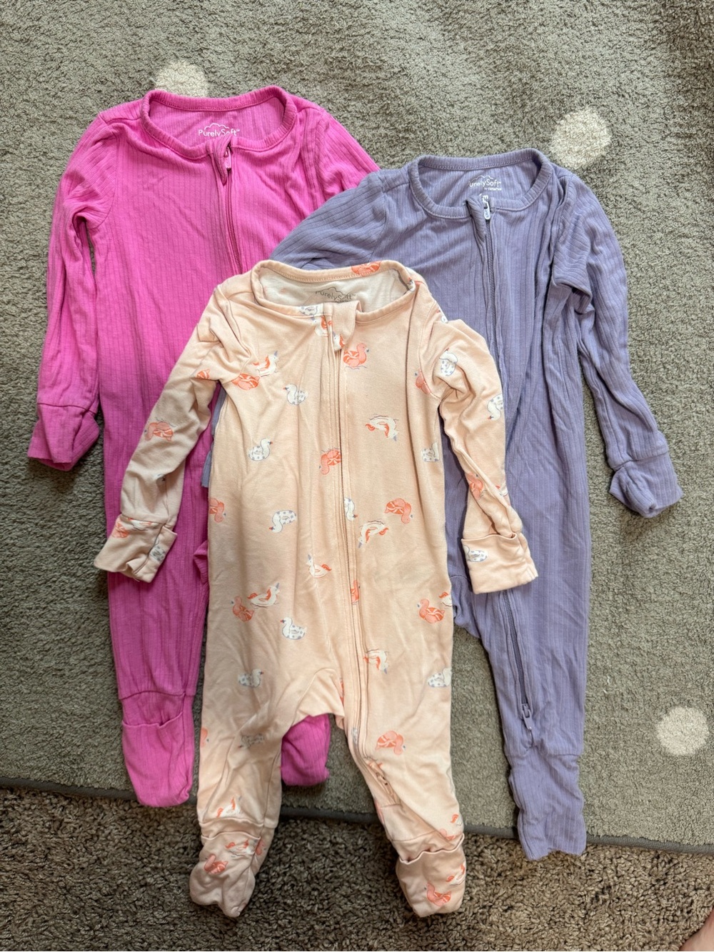 3-Pack Baby Carter’s Purley Soft Pajamas  - Pink, Peach, Lavender